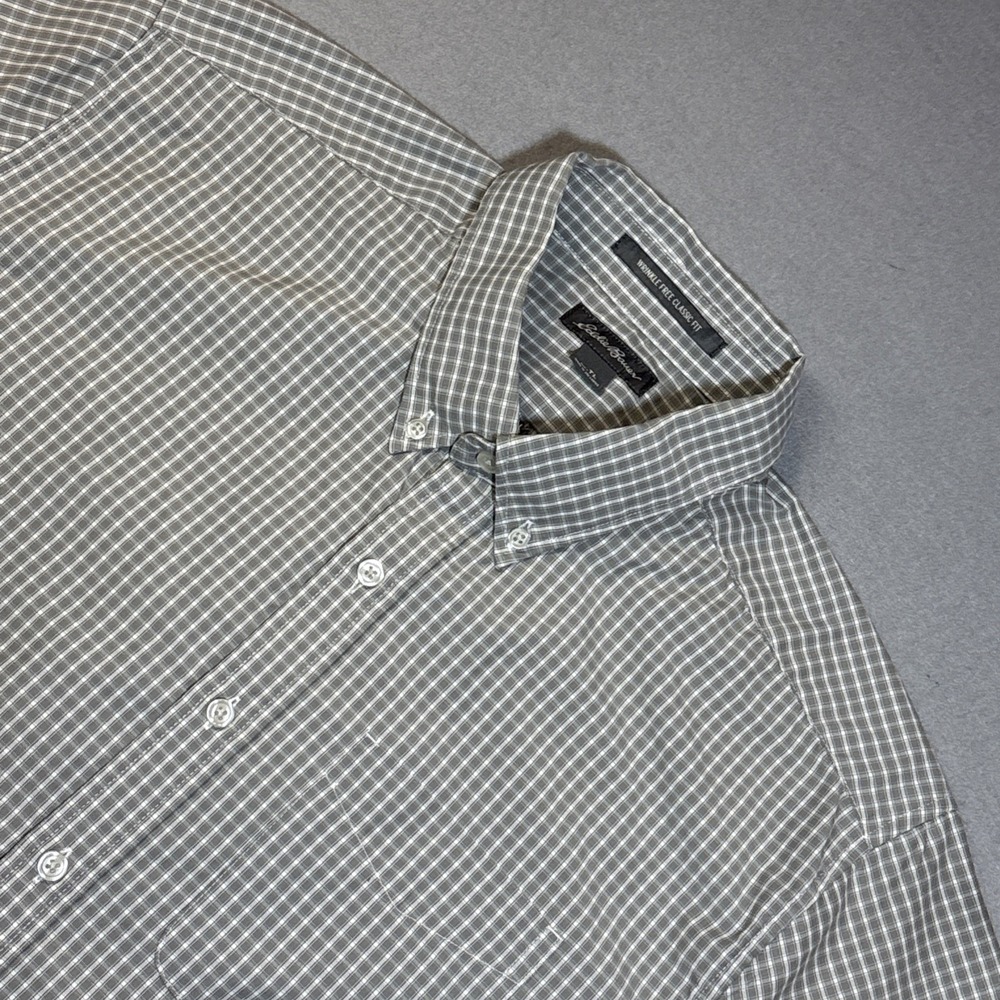 Eddie Bauer Shirt Mens Large Tall Long Sleeve Plaid Classic Pockets Outdoors